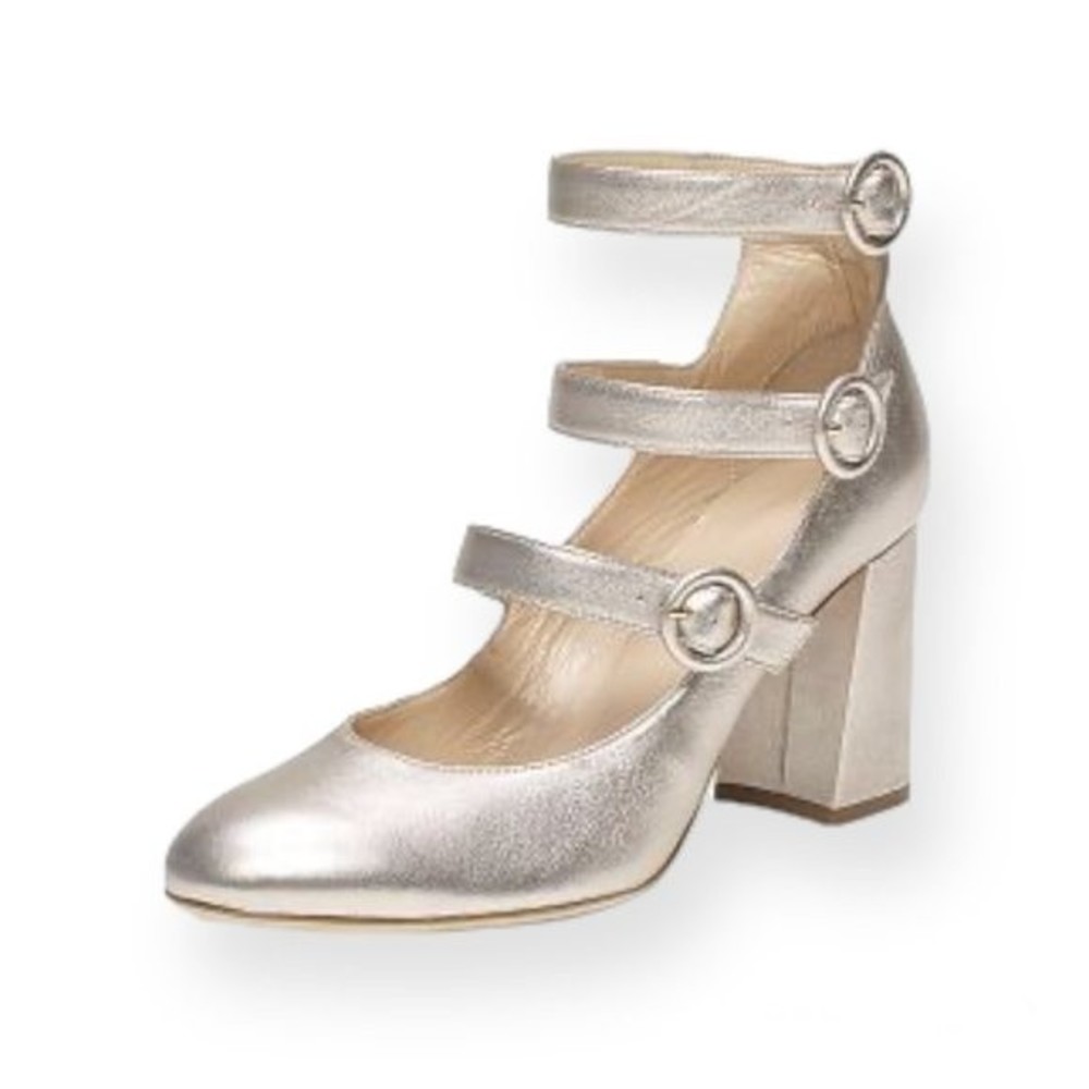 Club Monaco Yuulia Three-Strapped heel | Metallic Pumps 8.5